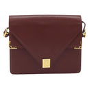CARTIER Must Line Umhängetasche Leder Bordeaux Gold Auth BA11108-13