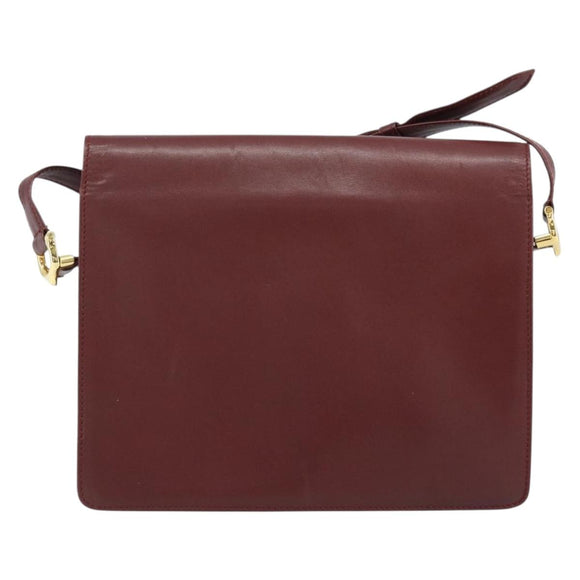CARTIER Must Line Umhängetasche Leder Bordeaux Gold Auth BA11108