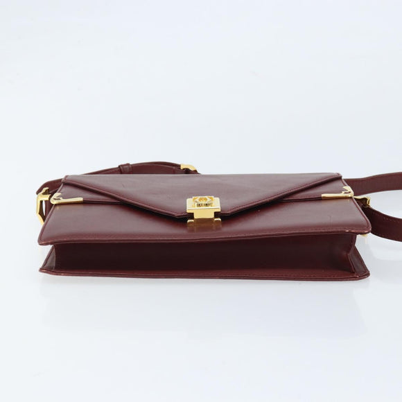 CARTIER Must Line Umhängetasche Leder Bordeaux Gold Auth BA11108