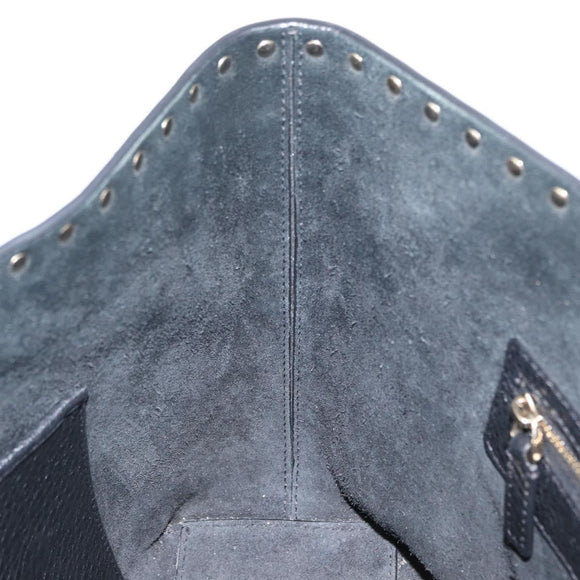 VALENTINO Rockstud Henkeltasche Leder Schwarz Silber Auth BA11109