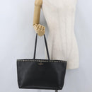 VALENTINO Rock Studs Tote Bag Leather Black Silver Auth BA11109-22
