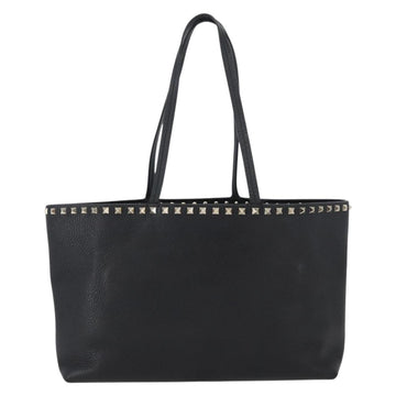 VALENTINO Rock Studs Tote Bag Leather Black Silver Auth BA11109 - 0