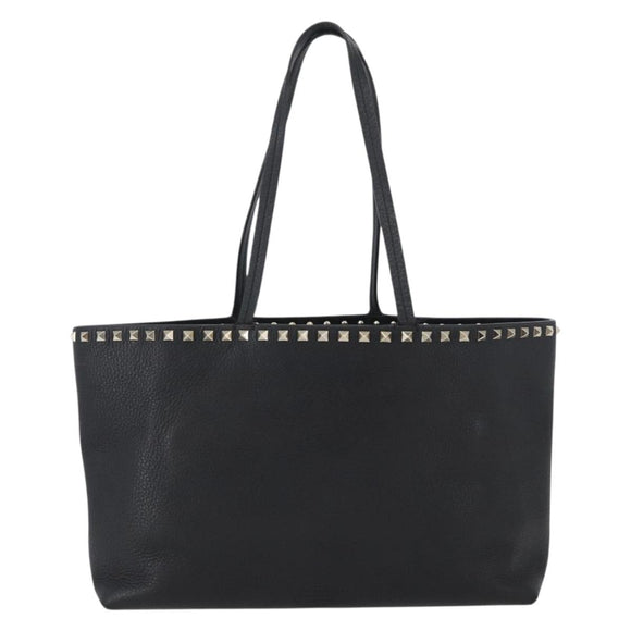 VALENTINO Rockstud Henkeltasche Leder Schwarz Silber Auth BA11109