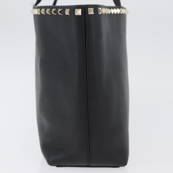 VALENTINO Rockstud Henkeltasche Leder Schwarz Silber Auth BA11109