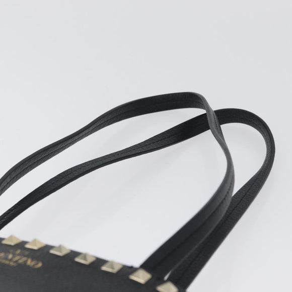 VALENTINO Rockstud Henkeltasche Leder Schwarz Silber Auth BA11109
