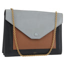 CELINE Large Flap Chain Shoulder Bag Leather Multicolor Gold Auth BA11111-1