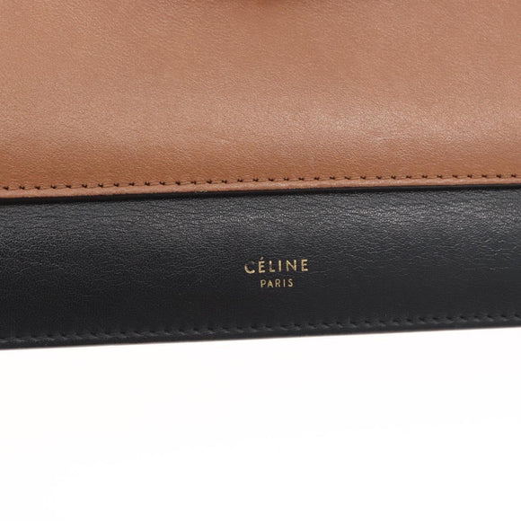 CELINE Large Flap Chain Shoulder Bag Leather Multicolor Gold Auth BA11111