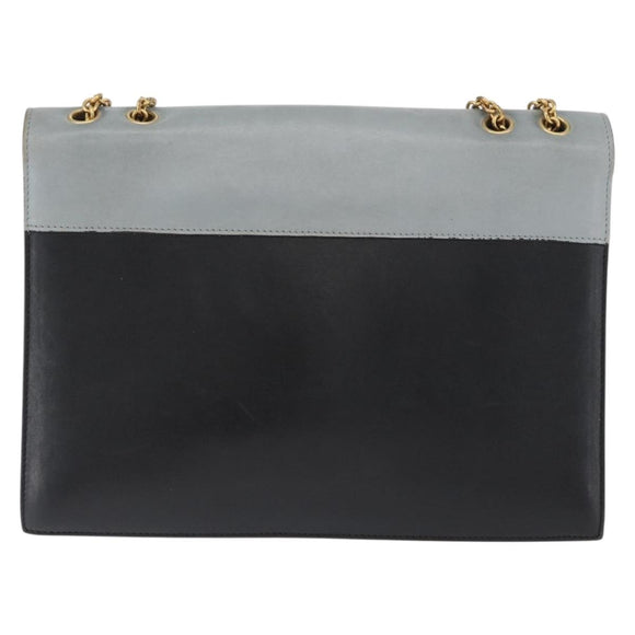 CELINE Large Flap Chain Shoulder Bag Leather Multicolor Gold Auth BA11111