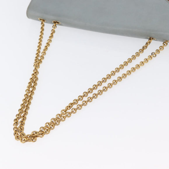 CELINE Large Flap Chain Shoulder Bag Leather Multicolor Gold Auth BA11111