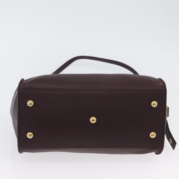 SAINT LAURENT petit cabas Hand Bag Leather 2way Purple Gold Auth BA11112