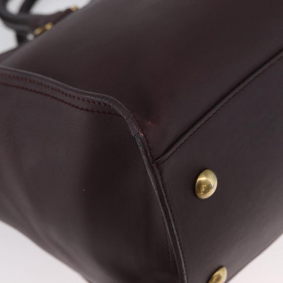 SAINT LAURENT petit cabas Hand Bag Leather 2way Purple Gold Auth BA11112