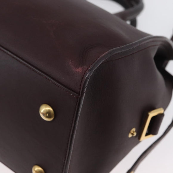 SAINT LAURENT petit cabas Hand Bag Leather 2way Purple Gold Auth BA11112