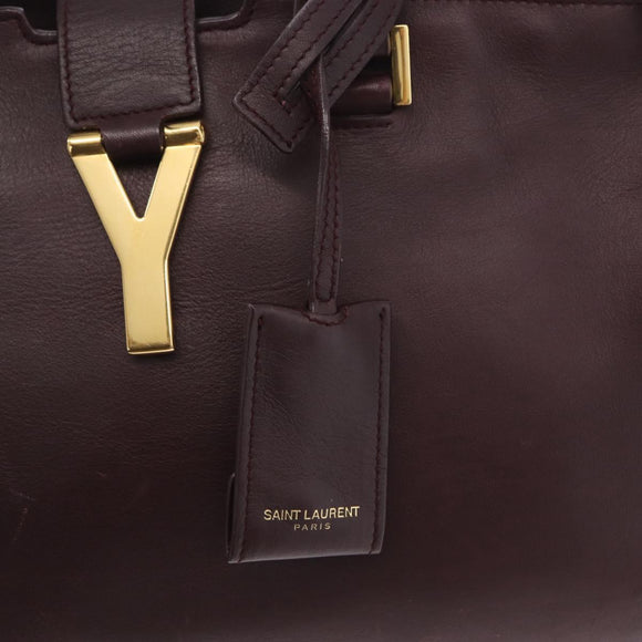 SAINT LAURENT petit cabas Hand Bag Leather 2way Purple Gold Auth BA11112
