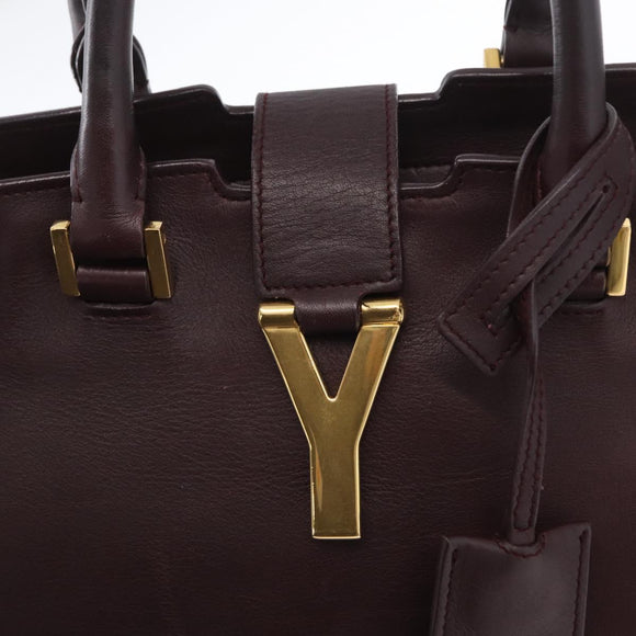 SAINT LAURENT petit cabas Hand Bag Leather 2way Purple Gold Auth BA11112