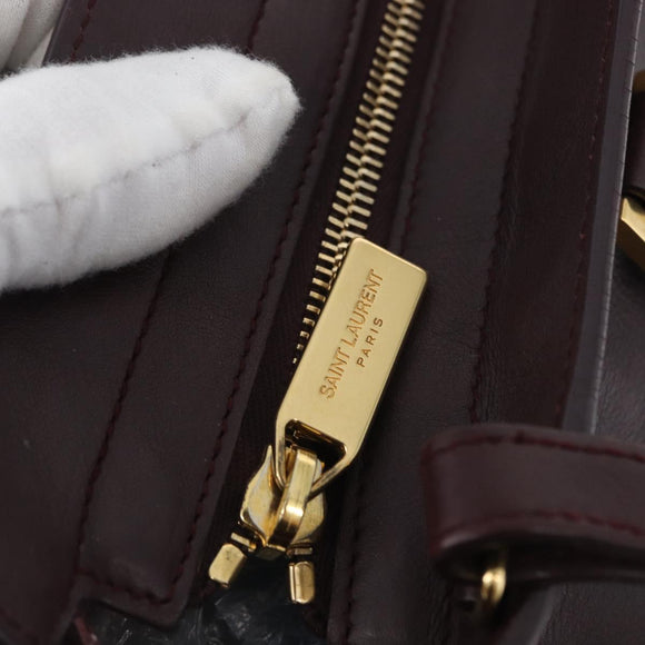 SAINT LAURENT petit cabas Hand Bag Leather 2way Purple Gold Auth BA11112