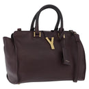 SAINT LAURENT petit cabas Hand Bag Leather 2way Purple Gold Auth BA11112-1