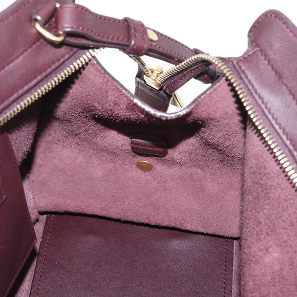 SAINT LAURENT petit cabas Hand Bag Leather 2way Purple Gold Auth BA11112