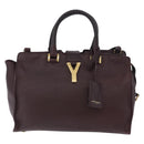 SAINT LAURENT petit cabas Hand Bag Leather 2way Purple Gold Auth BA11112-13
