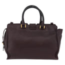 SAINT LAURENT petit cabas Hand Bag Leather 2way Purple Gold Auth BA11112-2