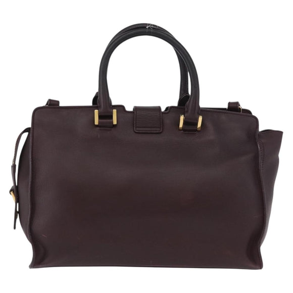 SAINT LAURENT petit cabas Hand Bag Leather 2way Purple Gold Auth BA11112