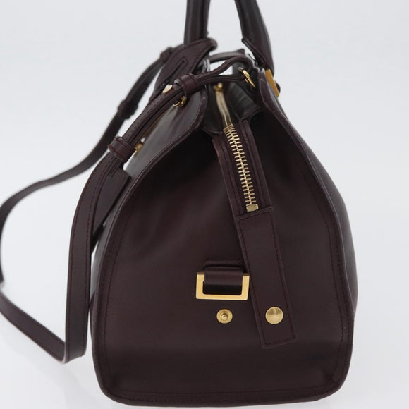 SAINT LAURENT petit cabas Hand Bag Leather 2way Purple Gold Auth BA11112