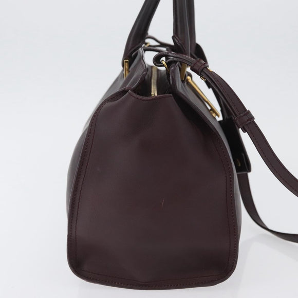 SAINT LAURENT petit cabas Hand Bag Leather 2way Purple Gold Auth BA11112