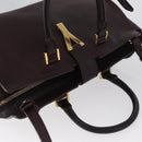 SAINT LAURENT petit cabas Hand Bag Leather 2way Purple Gold Auth BA11112-6