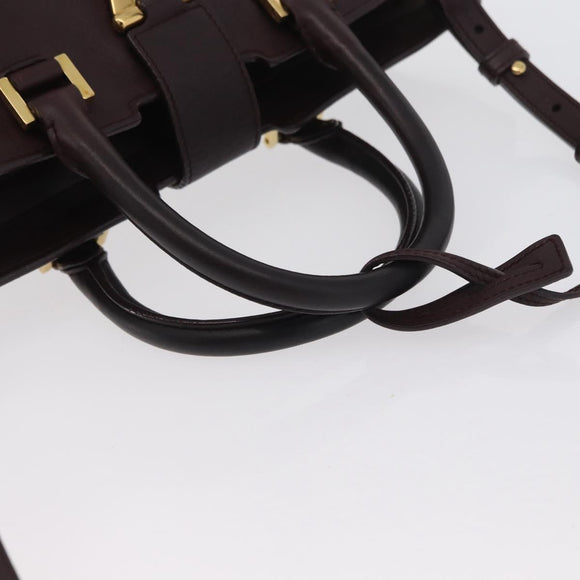 SAINT LAURENT petit cabas Hand Bag Leather 2way Purple Gold Auth BA11112