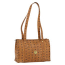 MCM Logogram Vicetos Tote Bag PVC Brown Gold Auth BA11113-1