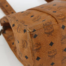 MCM Logogram Vicetos Tote Bag PVC Brown Gold Auth BA11113-14