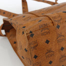 MCM Logogram Vicetos Tote Bag PVC Brown Gold Auth BA11113-16
