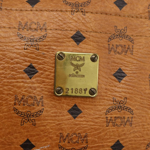 MCM Logogram Vicetos Tote Bag PVC Brown Gold Auth BA11113