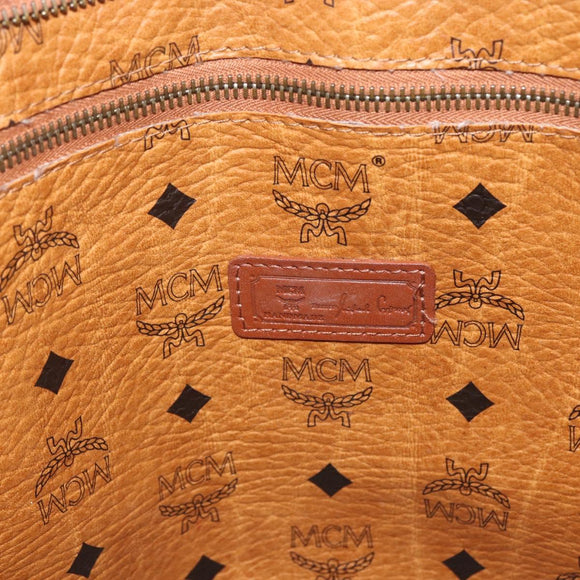 MCM Logogram Vicetos Tote Bag PVC Brown Gold Auth BA11113
