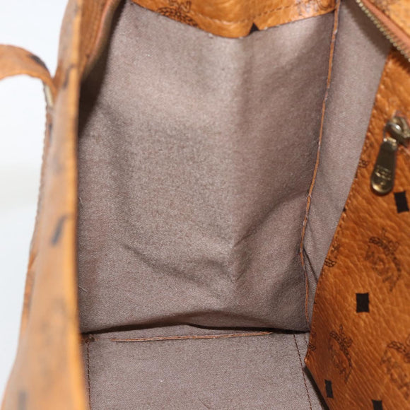 MCM Logogram Vicetos Tote Bag PVC Brown Gold Auth BA11113