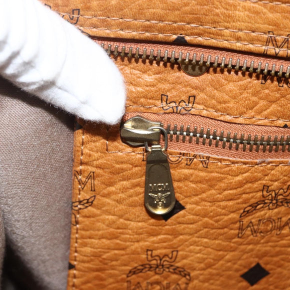 MCM Logogram Vicetos Tote Bag PVC Brown Gold Auth BA11113