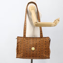 MCM Logogram Vicetos Tote Bag PVC Brown Gold Auth BA11113-22