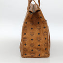MCM Logogram Vicetos Tote Bag PVC Brown Gold Auth BA11113-3