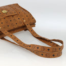 MCM Logogram Vicetos Tote Bag PVC Brown Gold Auth BA11113-7