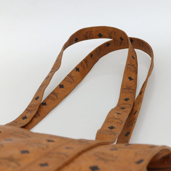MCM Logogram Vicetos Tote Bag PVC Brown Gold Auth BA11113