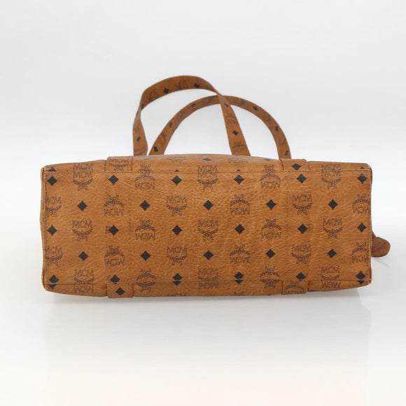 MCM Logogram Vicetos Tote Bag PVC Brown Gold Auth BA11113