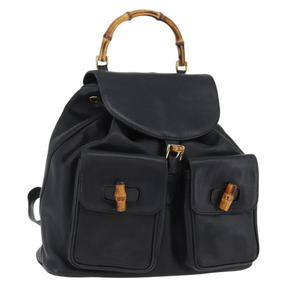 GUCCI Bambus Rucksack Leder Schwarz Gold 003 2058 0016 Auth BA11115