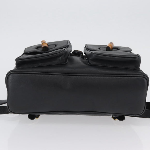 GUCCI Bambus Rucksack Leder Schwarz Gold 003 2058 0016 Auth BA11115
