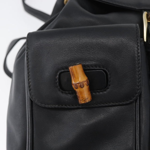 GUCCI Bambus Rucksack Leder Schwarz Gold 003 2058 0016 Auth BA11115