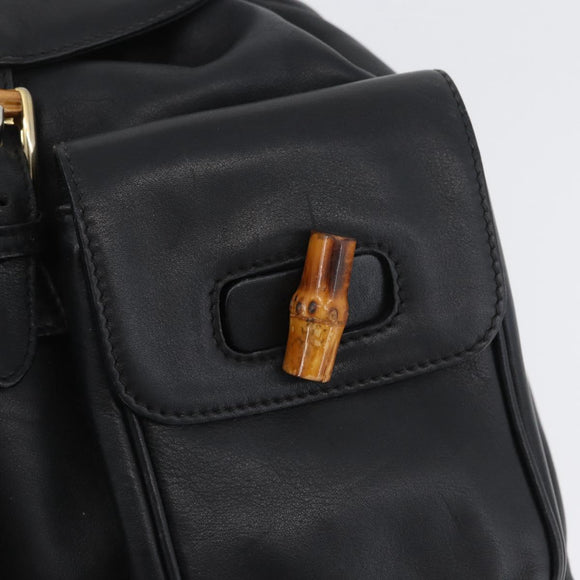 GUCCI Bambus Rucksack Leder Schwarz Gold 003 2058 0016 Auth BA11115