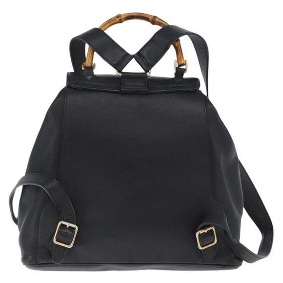 GUCCI Bambus Rucksack Leder Schwarz Gold 003 2058 0016 Auth BA11115