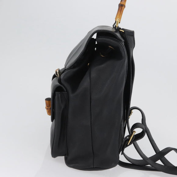 GUCCI Bambus Rucksack Leder Schwarz Gold 003 2058 0016 Auth BA11115