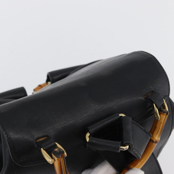 GUCCI Bambus Rucksack Leder Schwarz Gold 003 2058 0016 Auth BA11115