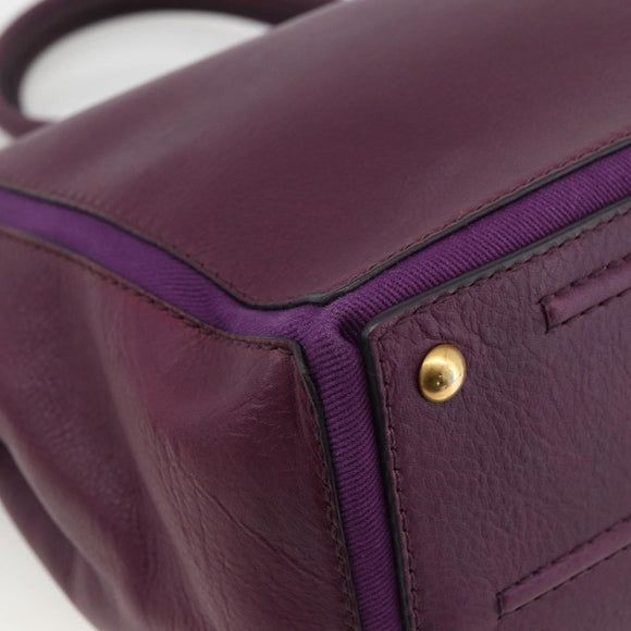 SAINT LAURENT Hand Bag Leather Purple Gold 274766 Auth BA11116V