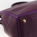 SAINT LAURENT Hand Bag Leather Purple Gold 274766 Auth BA11116V-16