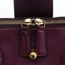 SAINT LAURENT Hand Bag Leather Purple Gold 274766 Auth BA11116V-17